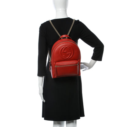 Gucci Pebbled Calfskin Soho Chain Backpack Red 2 of 10