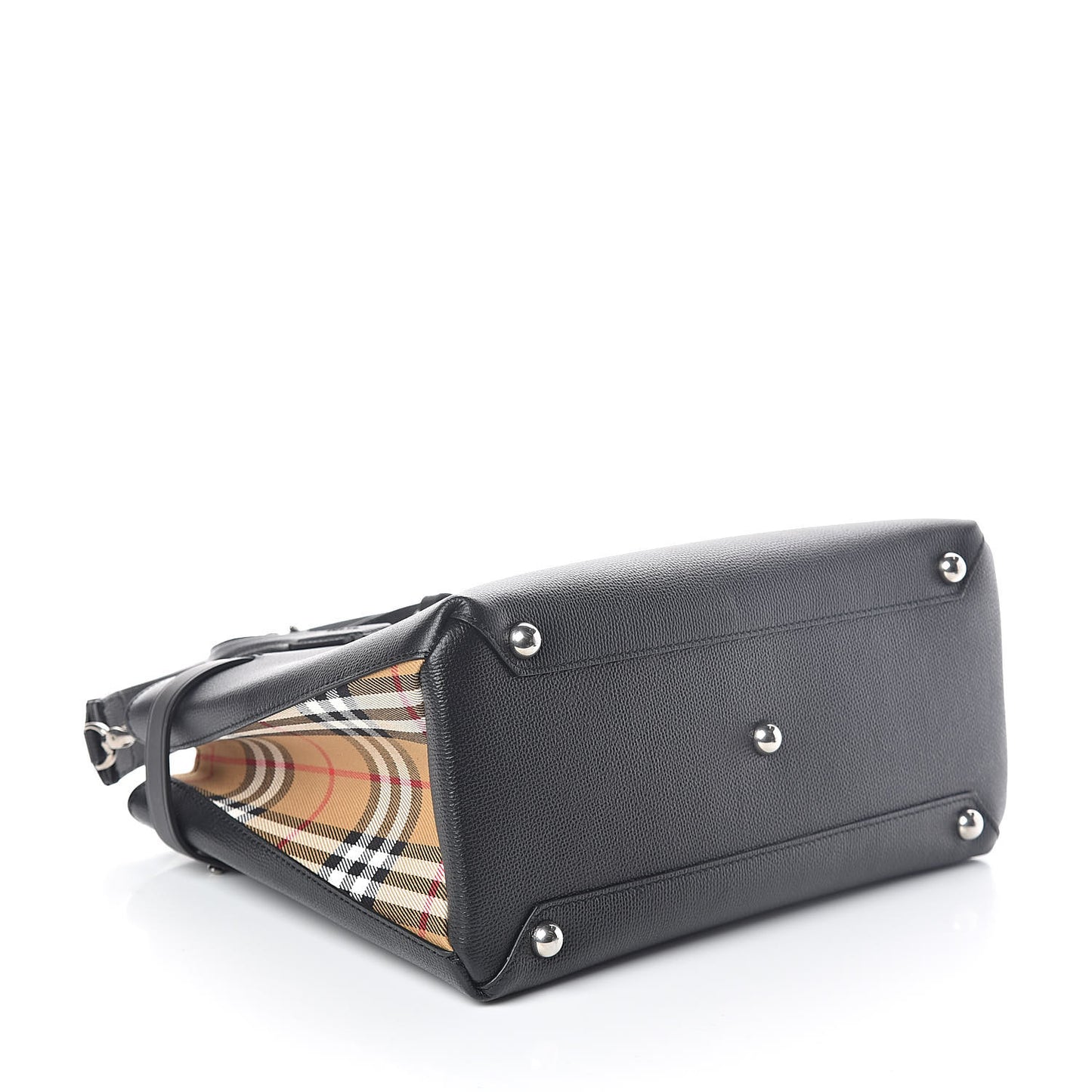 Grainy Calfskin Vintage Check Medium Banner Tote Black