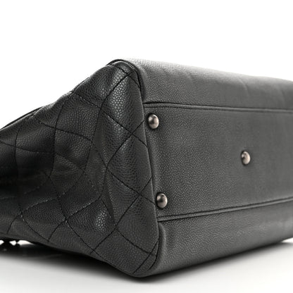 Chanel Metallic Grained Calfskin Medium Woven Chain Shopping Tote Black 9 of 12