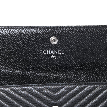 Chanel Caviar Chevron Quilted Boy Flap Wallet Black 6 of 10