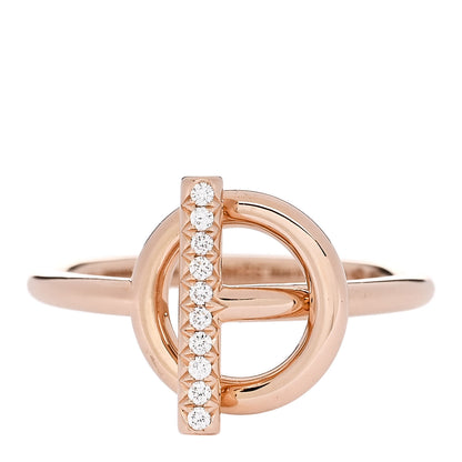 Hermes 18K Rose Gold Diamond PM Echappee Ring 58 8.5 1 of 5