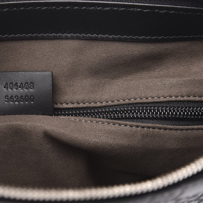 Gucci Guccissima Signature Medium Flat Messenger Bag Black 6 of 9