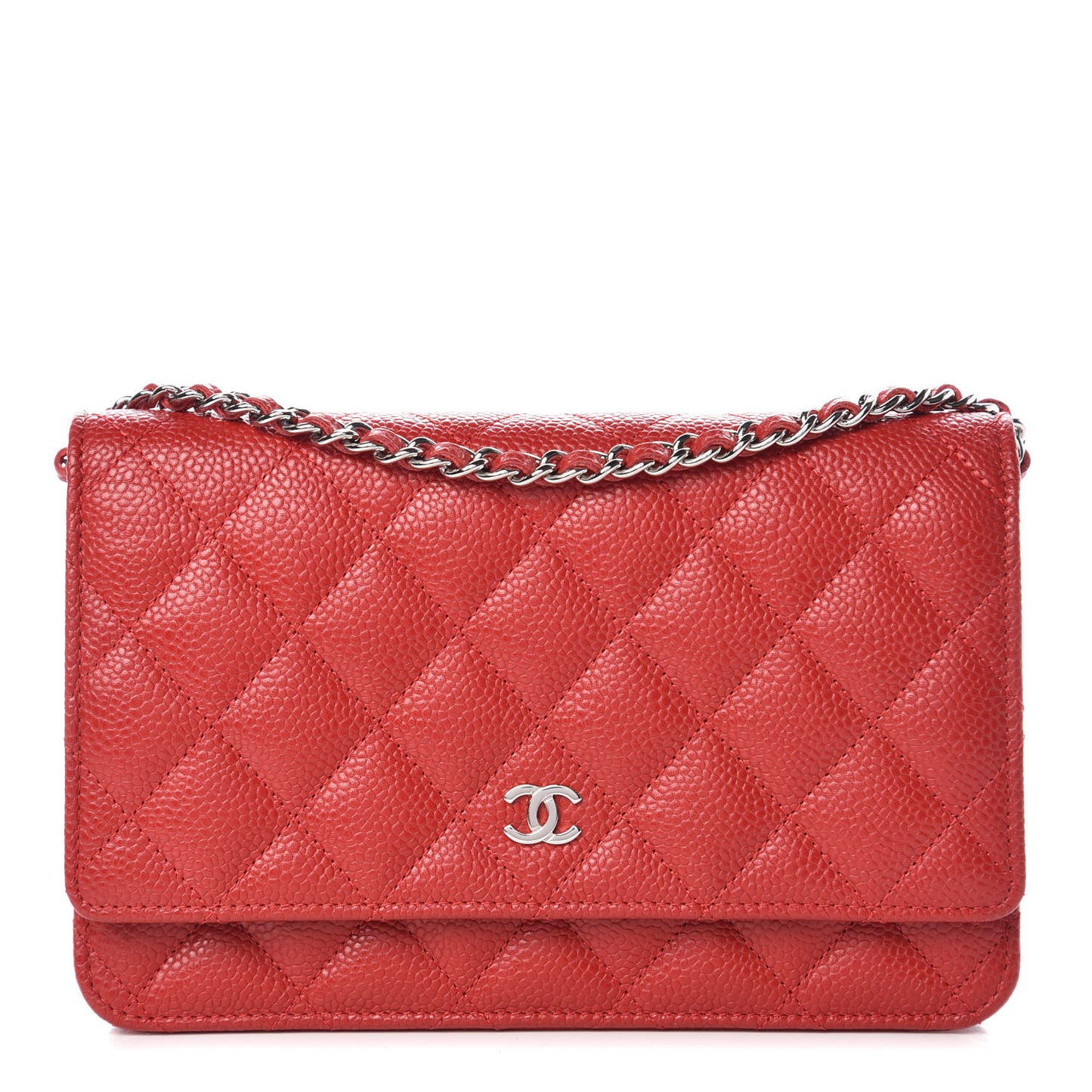 Caviar Quilted Wallet on Chain WOC Red