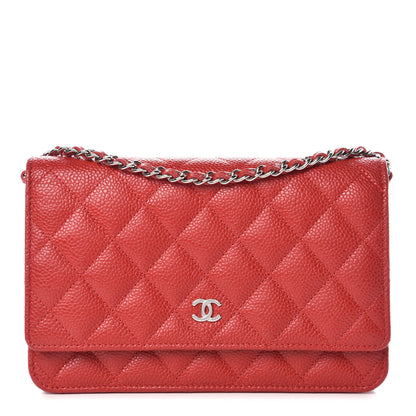 Chanel Caviar Quilted Wallet on Chain WOC Red 1 of 9