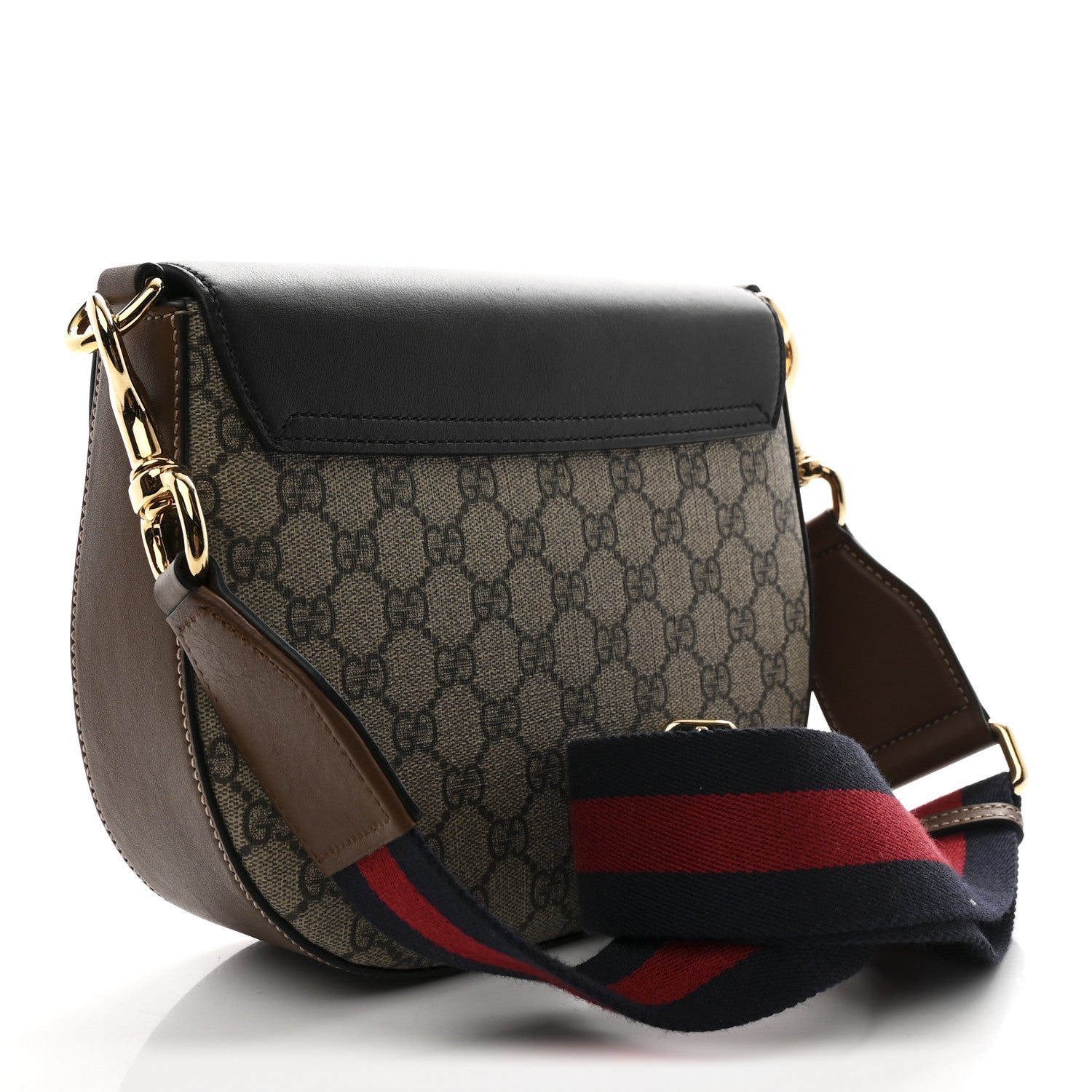 Gucci GG Supreme Monogram Web Medium Padlock Messenger Shoulder Bag Black 3 of 11