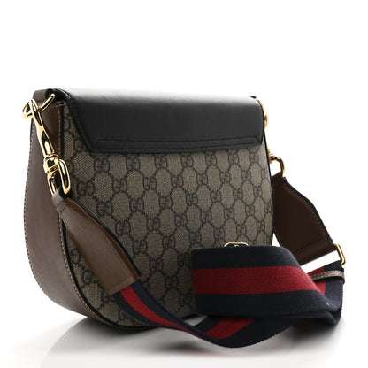 Gucci GG Supreme Monogram Web Medium Padlock Messenger Shoulder Bag Black 3 of 11