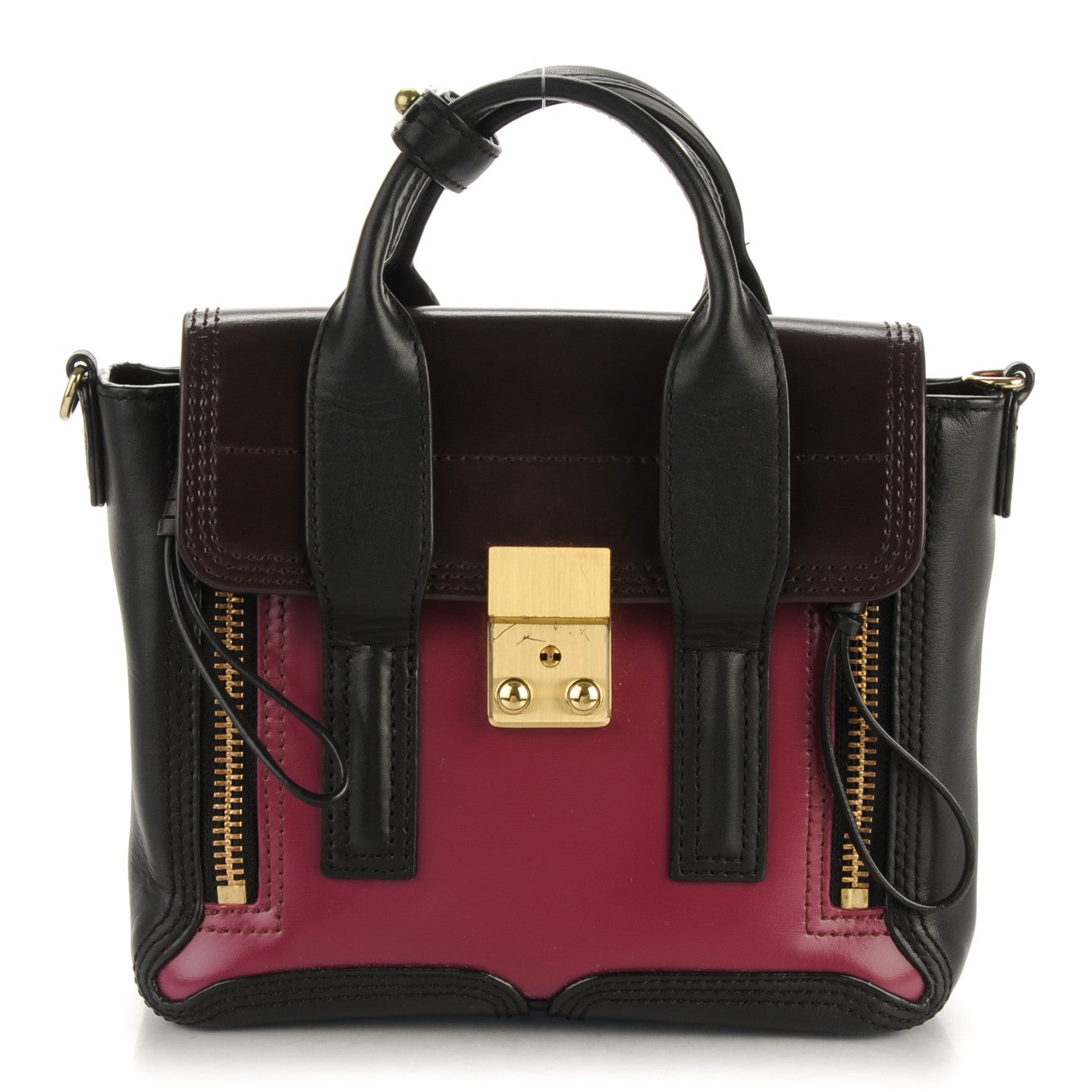 3.1 Phillip Lim 3.1 Smooth Calfskin Tri-Color Mini Pashli Satchel Oxblood 1 of 11