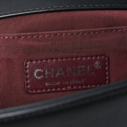 Chanel Calfskin Woven Medium Boy Flap Black White 6 of 10