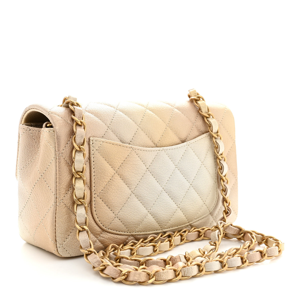 Chanel Metallic Goatskin Quilted Mini Rectangular Flap Gold 3 of 11
