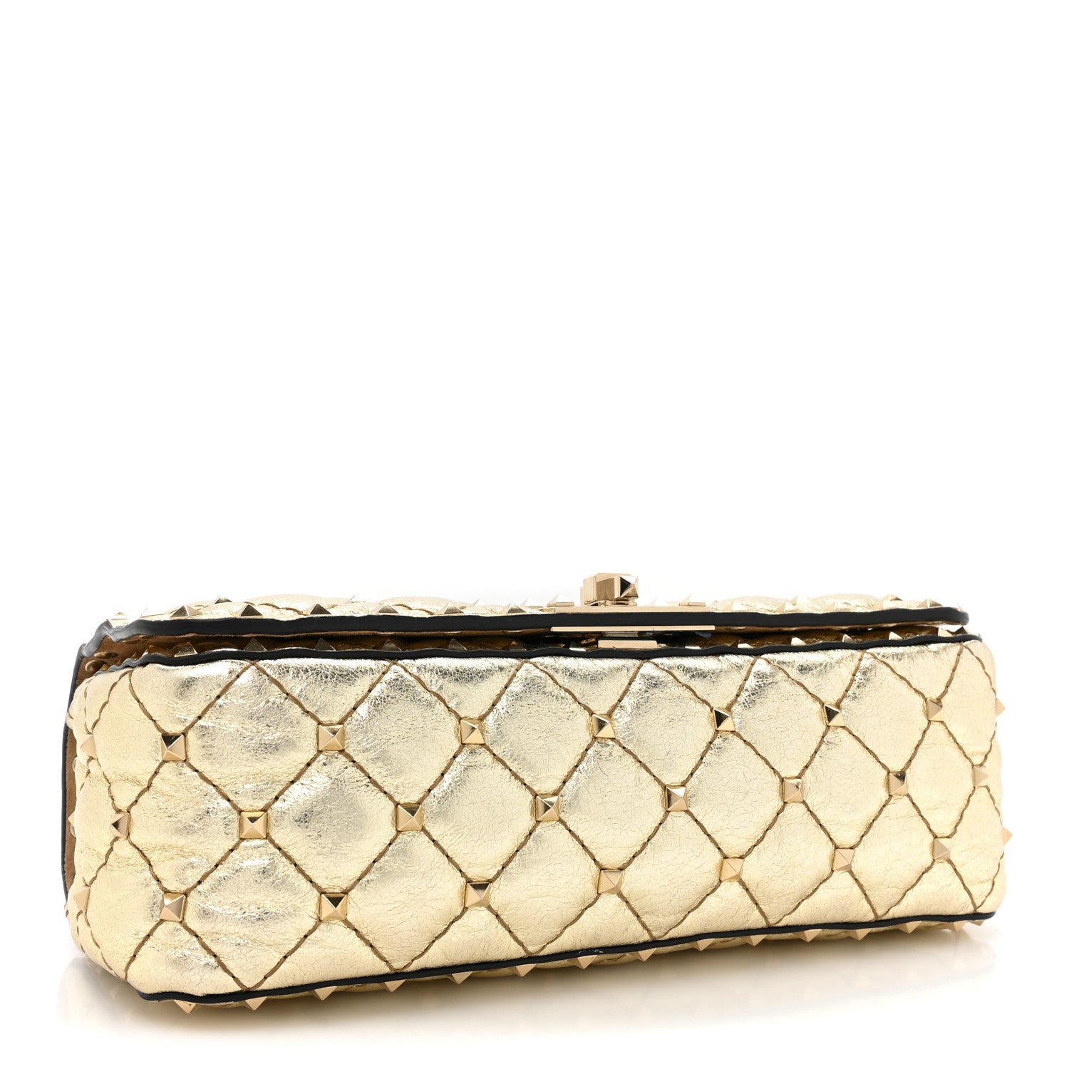 Valentino Garavani Metallic Nappa Small Rockstud Spike Shoulder Bag Platino 4 of 16