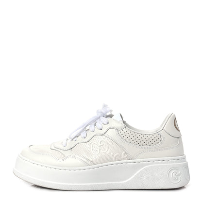 Gucci Calfskin GG Tennis Embossed Perforated Womens Platform 55mm Sneakers 39 Great White 1 of 9