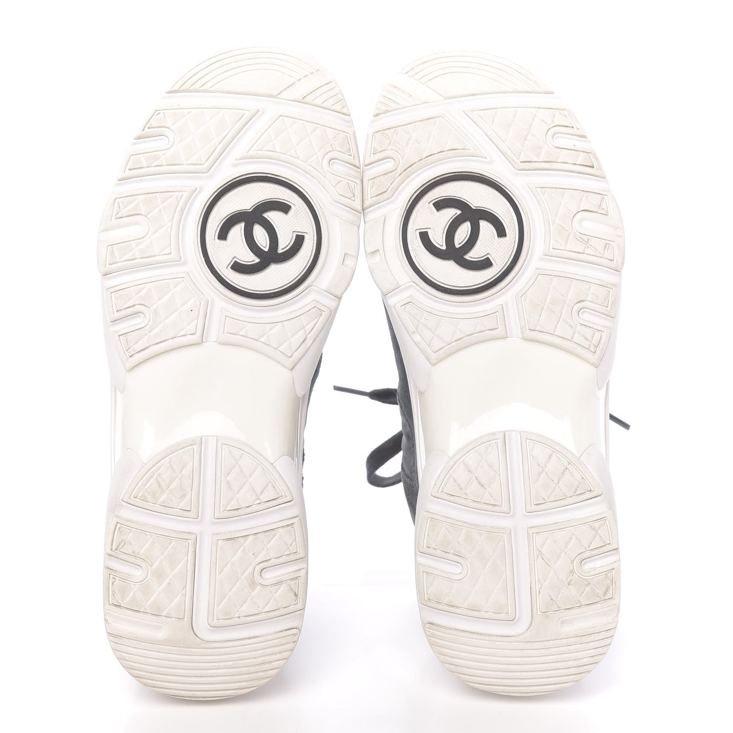 Chanel Denim Suede Calfskin CC Sneakers 36 Grey 5 of 9