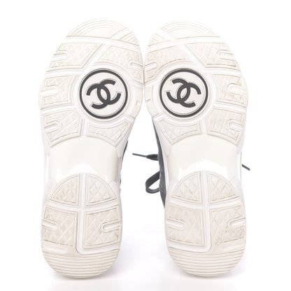 Chanel Denim Suede Calfskin CC Sneakers 36 Grey 5 of 9