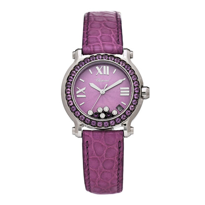Chopard Stainless Steel Alligator Diamond Amethyst 36mm Happy Sport Quartz Watch Violet 1 of 4