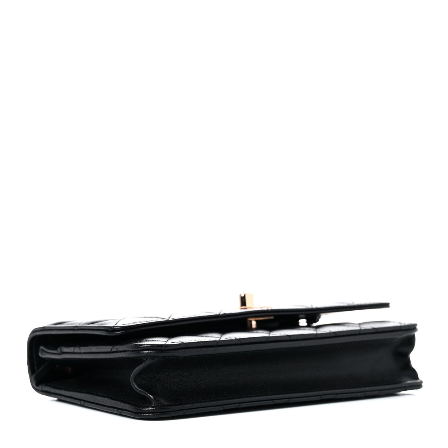 Lambskin Quilted Trendy CC Wallet On Chain WOC Black