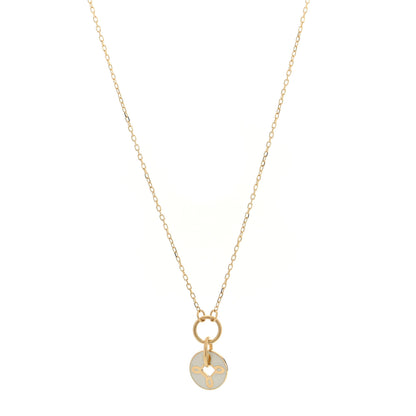 Foundrae 18K Yellow Gold Enamel Petite Champleve True Love Knot Necklace White 1 of 5
