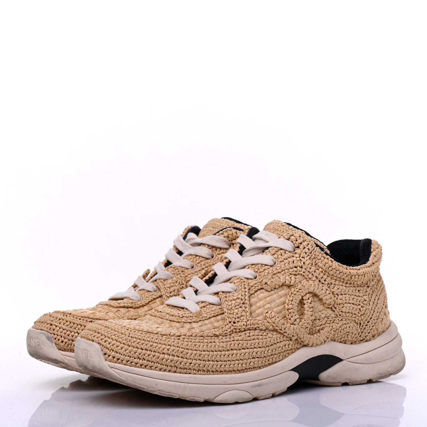 Braided Raffia Womens CC Sneakers 38.5 Beige