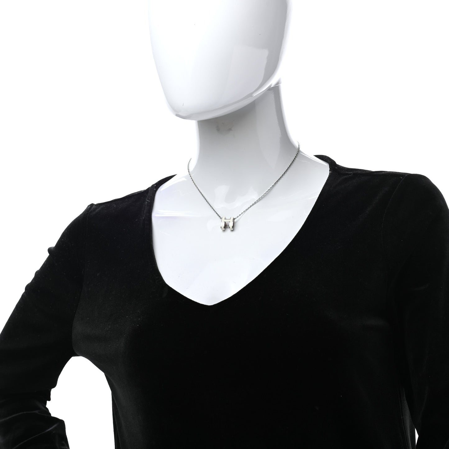 Lacquered Palladium Pop H Pendant Necklace White
