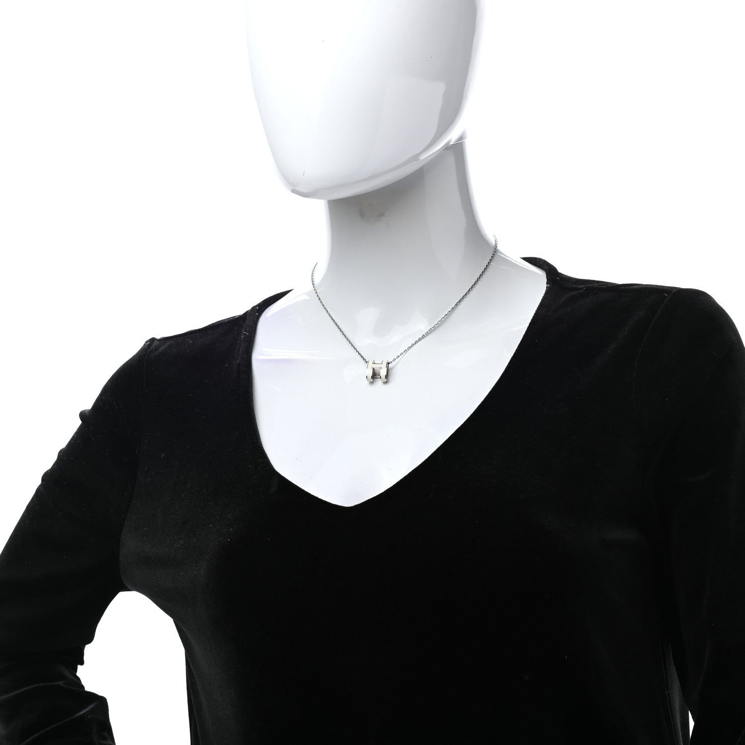 Hermes Lacquered Palladium Pop H Pendant Necklace White 2 of 7