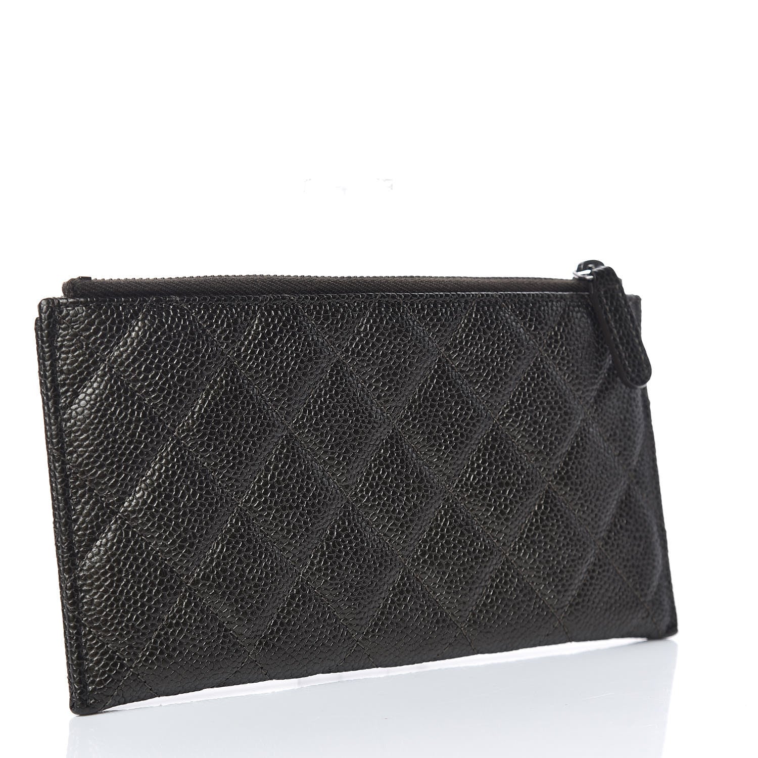 Chanel Caviar Quilted Classic Zip Pouch Dark Green 3 of 8