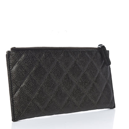 Chanel Caviar Quilted Classic Zip Pouch Dark Green 3 of 8