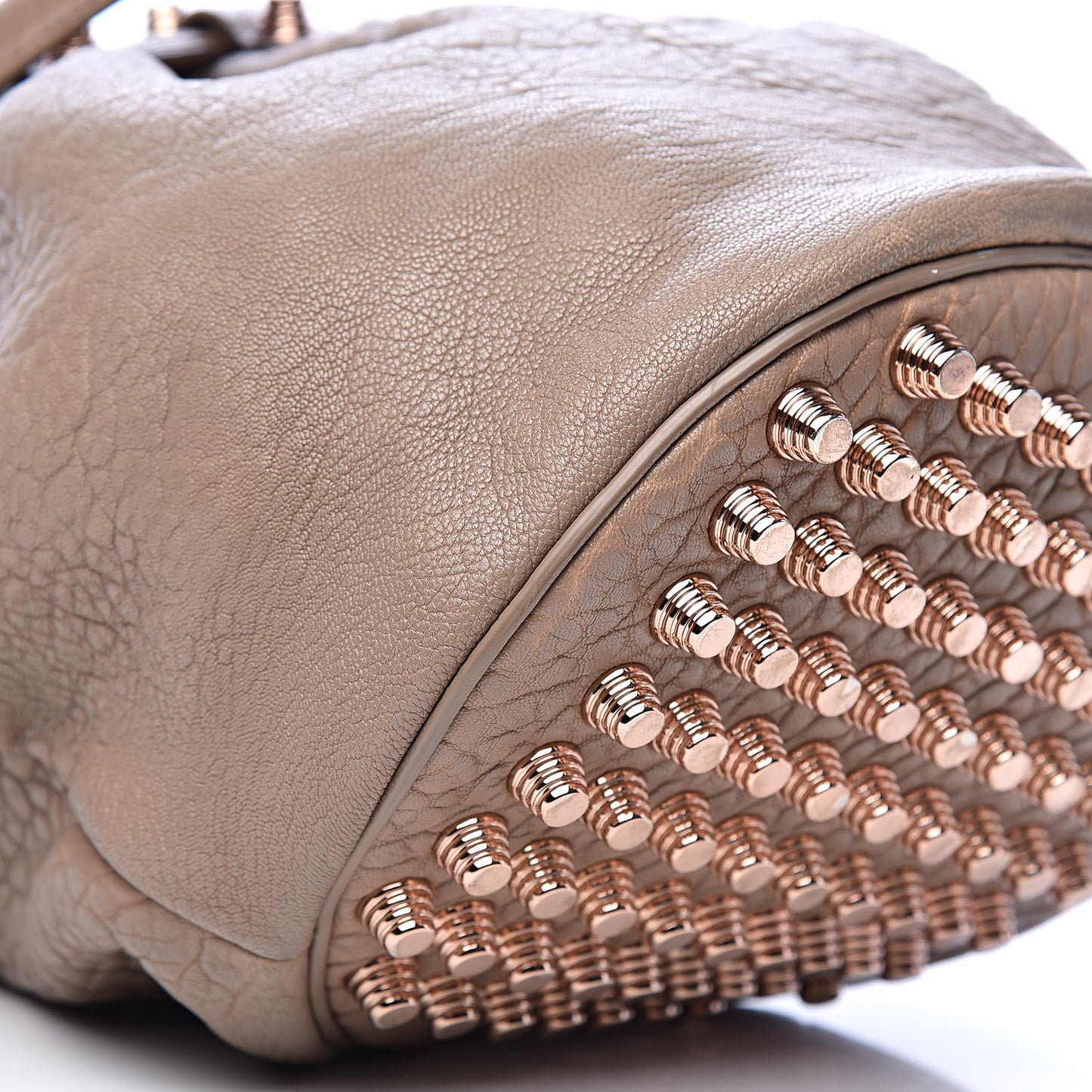 Pebbled Lambskin Diego Bucket Bag Latte