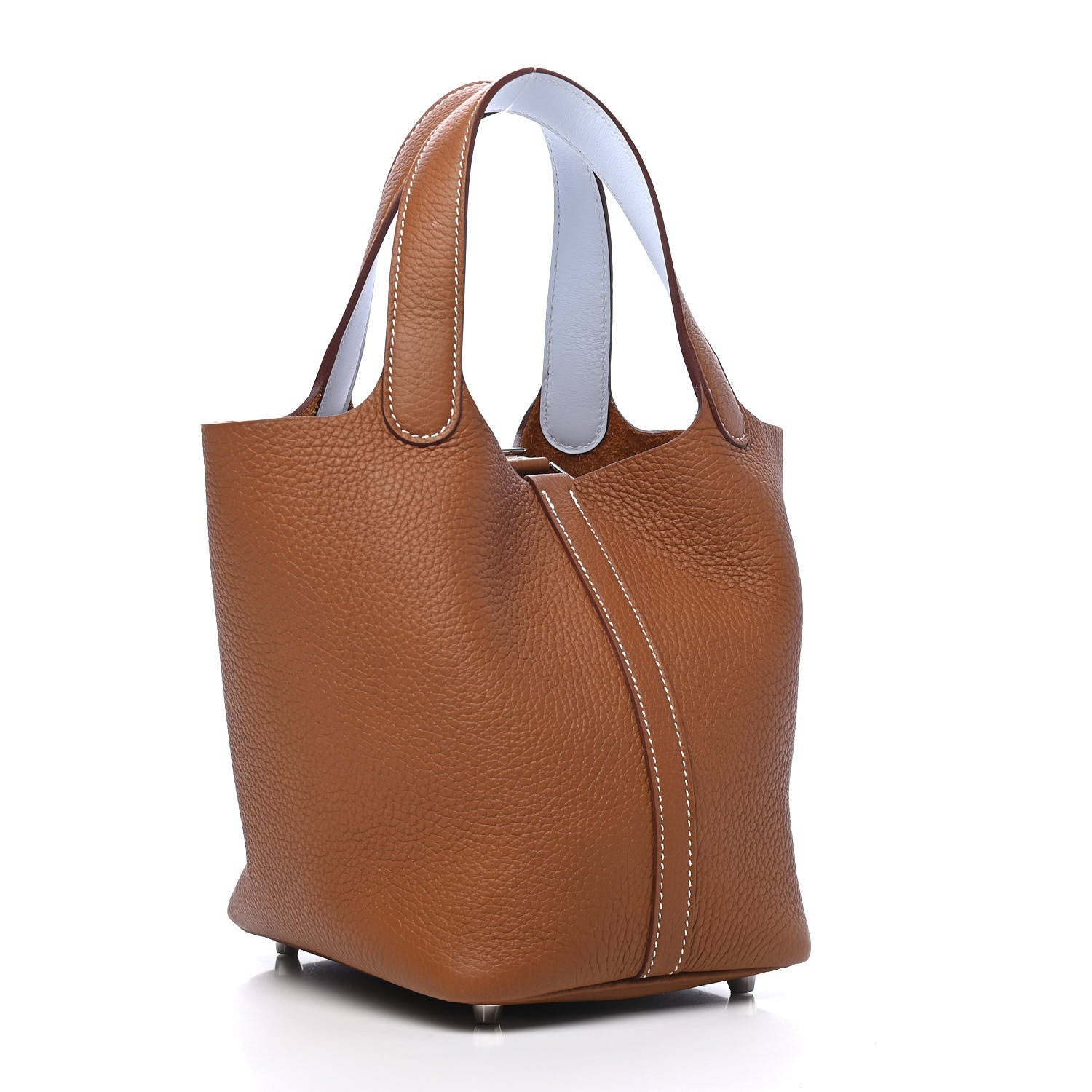 Hermes Taurillon Clemence Swift Eclat Picotin Lock 18 PM Gold Bleu Brume 3 of 9