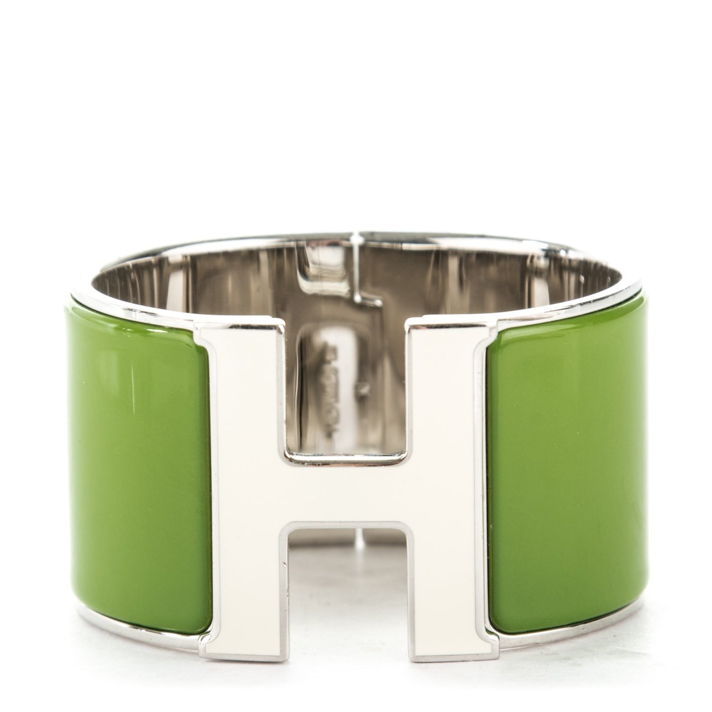 Enamel Extra Wide Clic H Bracelet PM Vert Anis