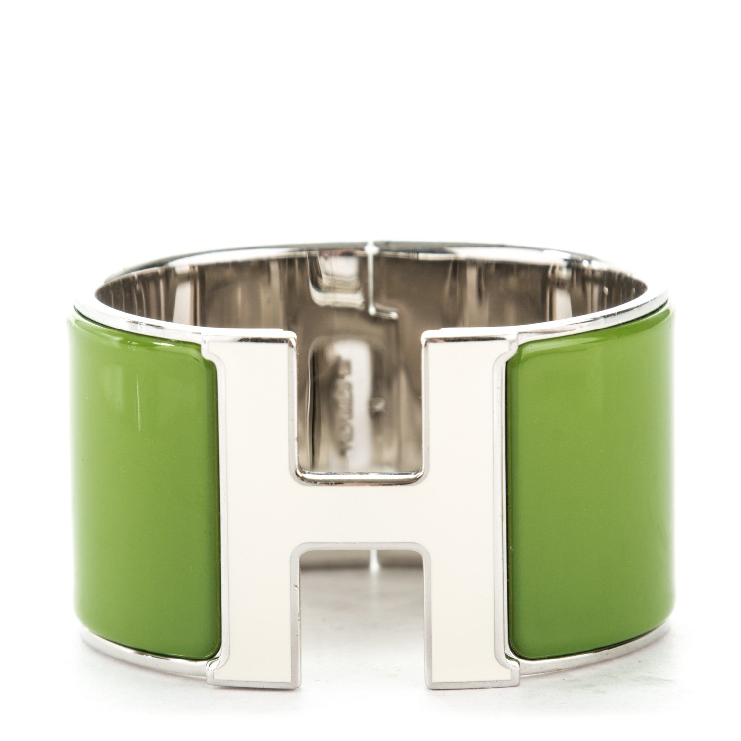 Hermes Enamel Extra Wide Clic H Bracelet PM Vert Anis 1 of 4