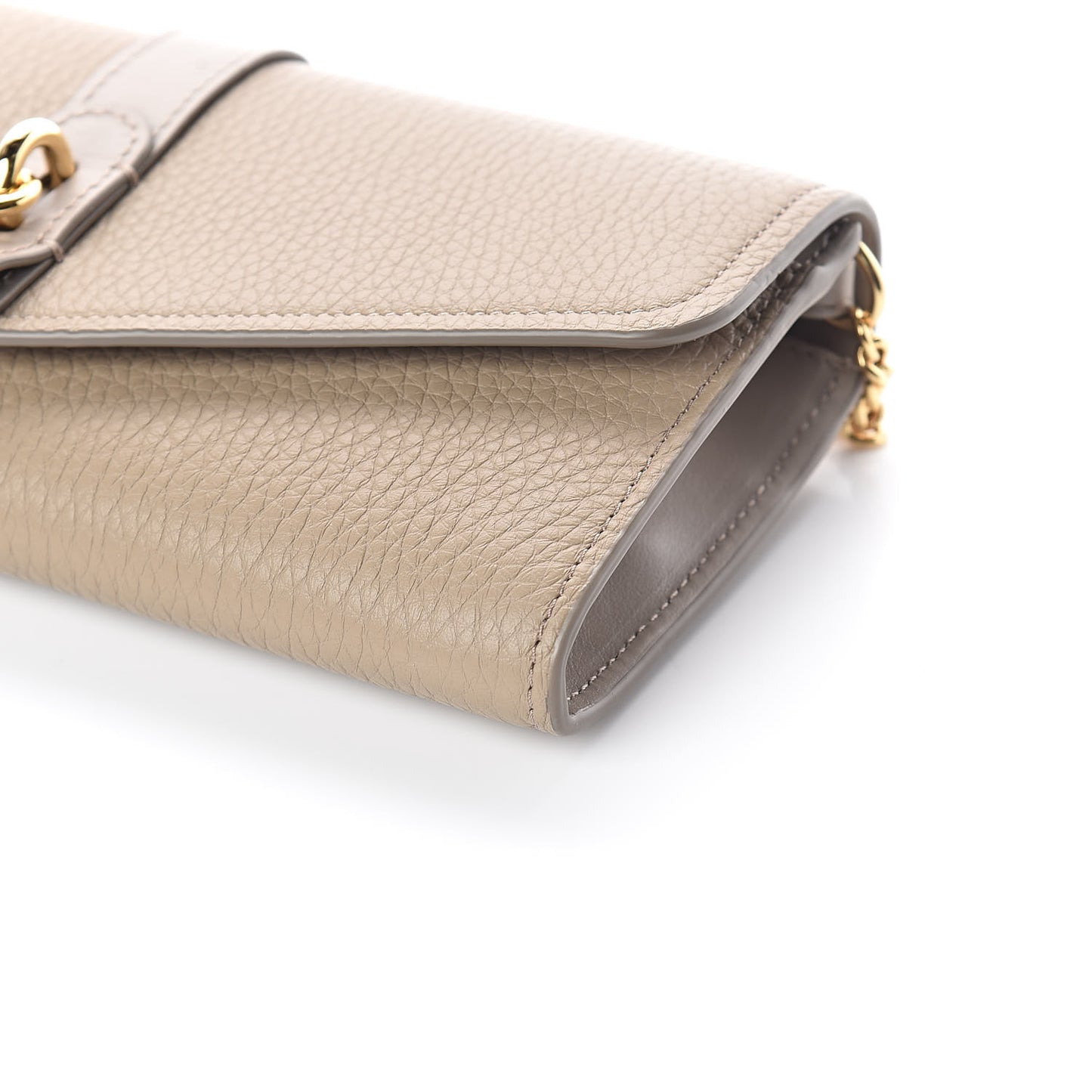 Grained Calfskin Aby Chain Wallet Motty Grey