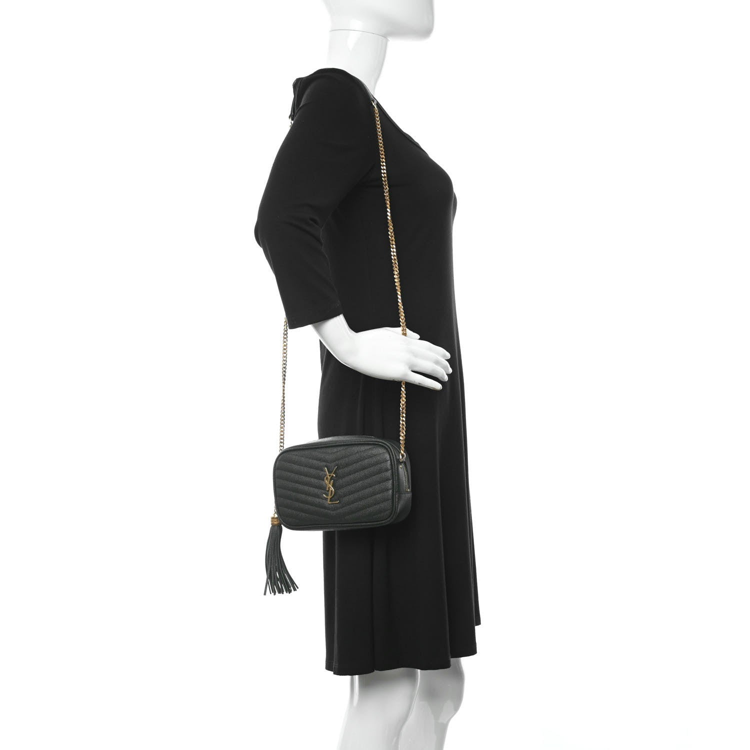 Saint Laurent Grain De Poudre Matelasse Monogram Mini Lou Camera Bag New Vert Fonce 2 of 12
