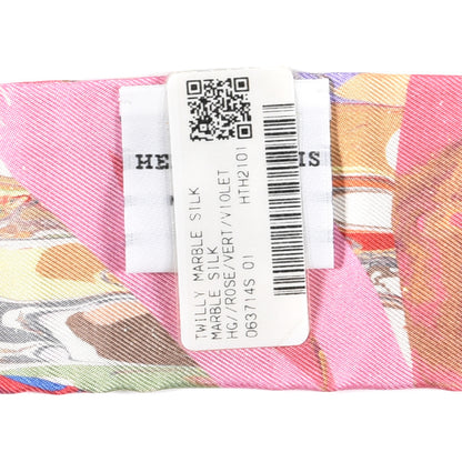 Hermes Silk Marble Silk Twilly Rose Vert Violet 4 of 4