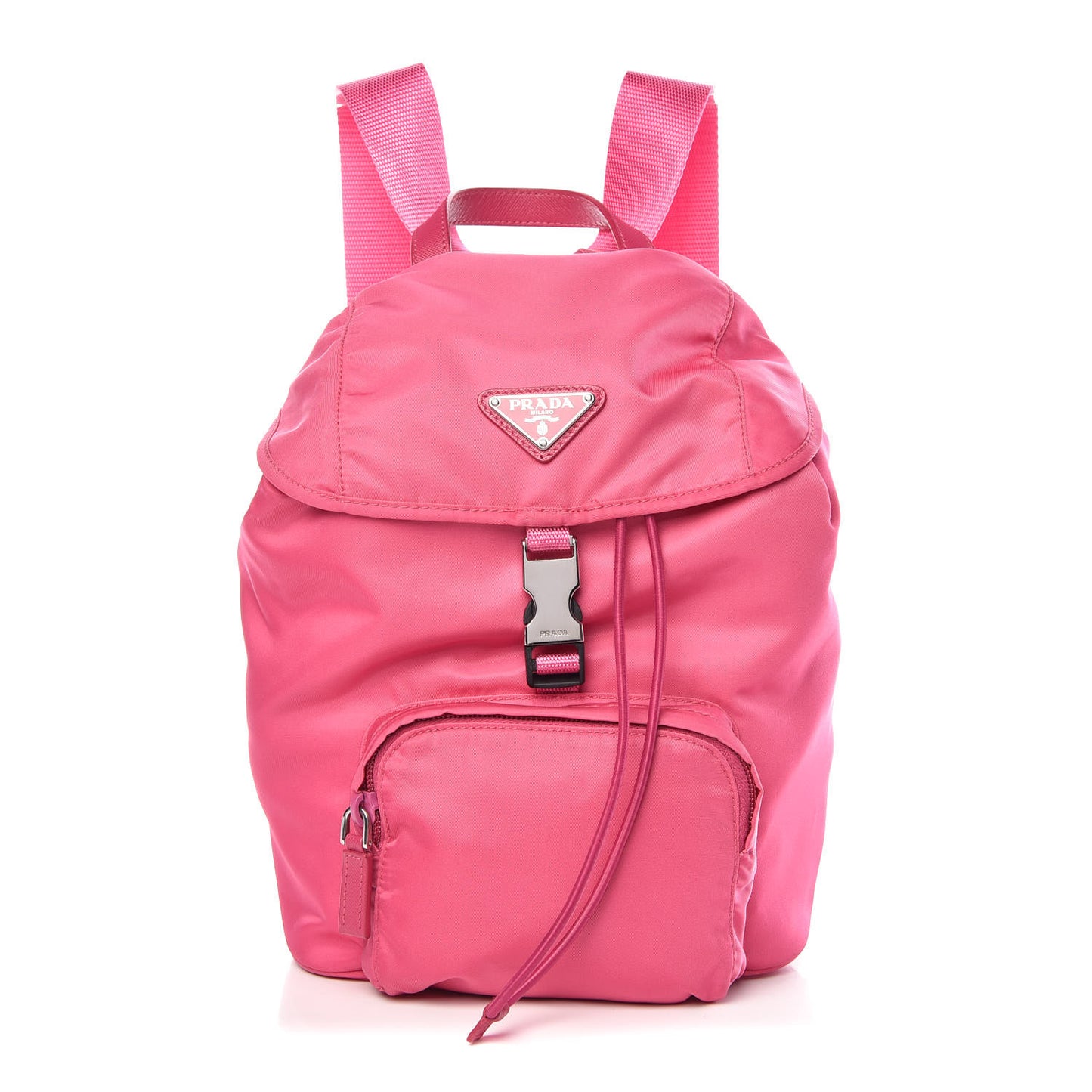 Tessuto Nylon Vela Saffiano Mini Single Snap Buckle Backpack Fuxia