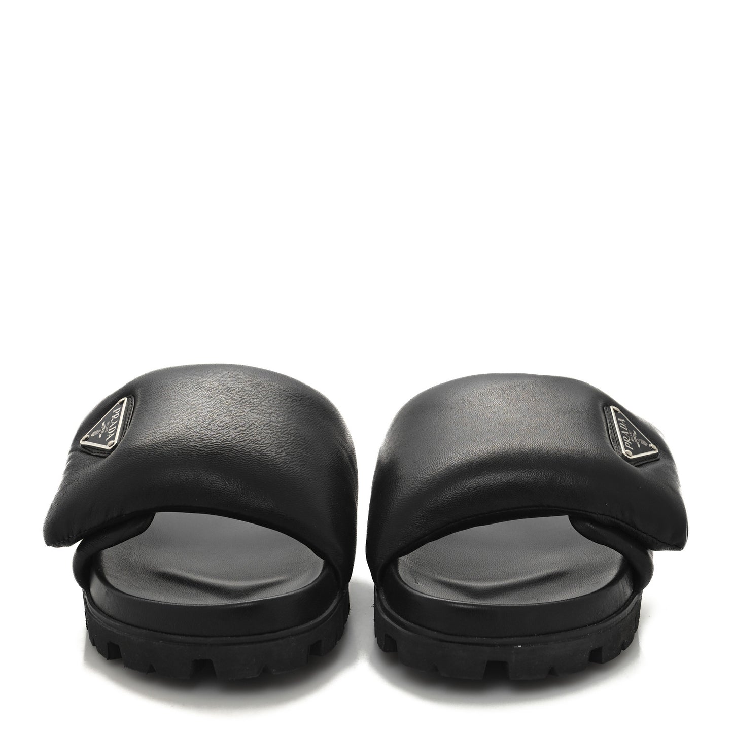Nappa Soft Padded Triangle Slide Sandals 39.5 Black