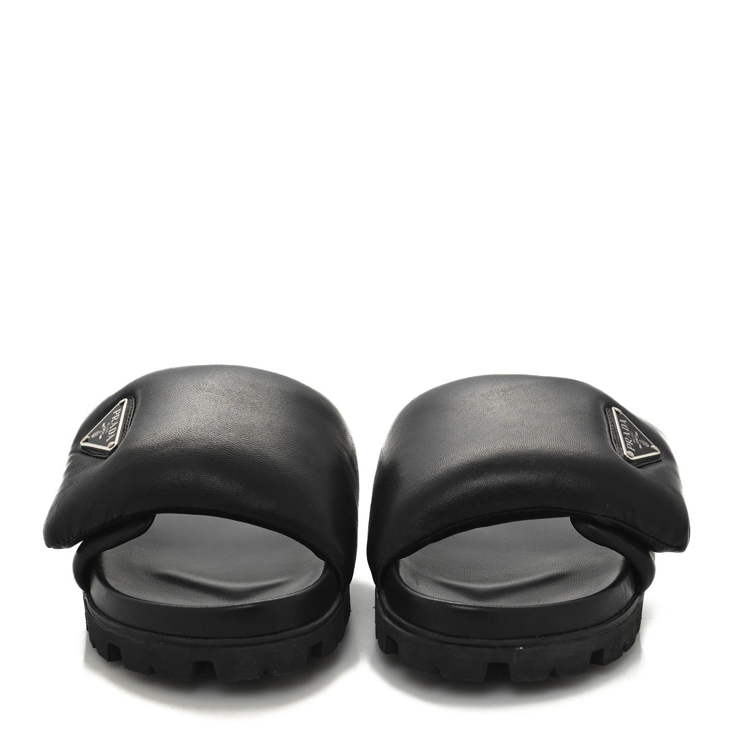 Prada Nappa Soft Padded Triangle Slide Sandals 39.5 Black 2 of 9
