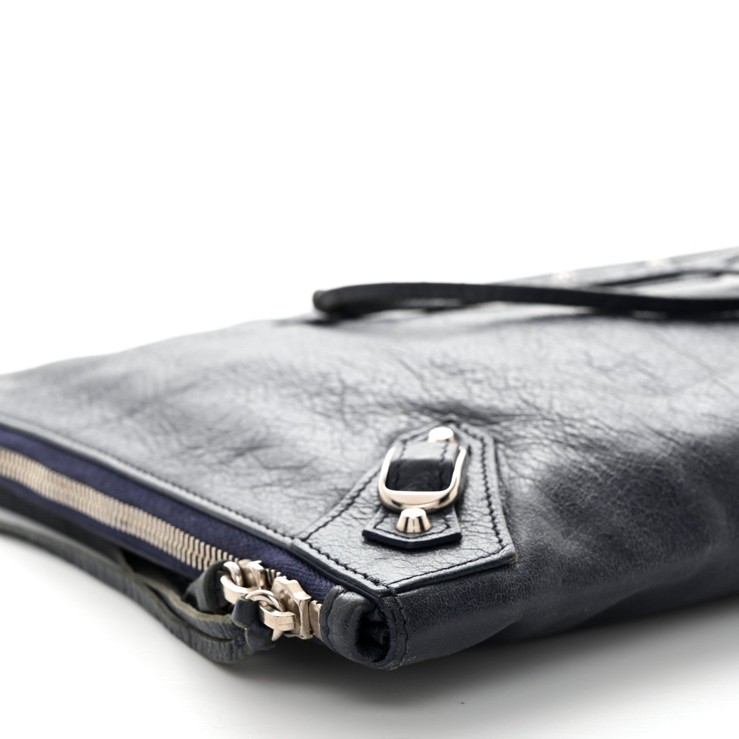 Balenciaga Agneau Classic Hardware Small Pouch Navy 8 of 10
