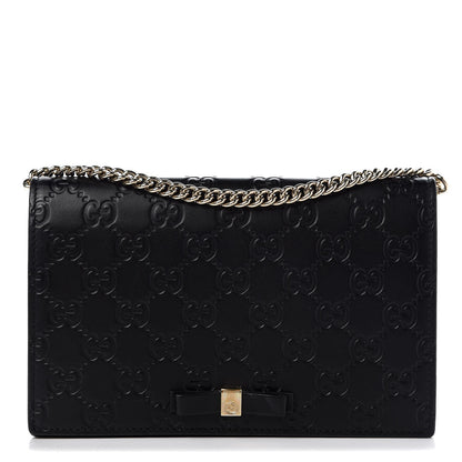Gucci Guccissima Signature Bowy Chain Wallet Black 1 of 7