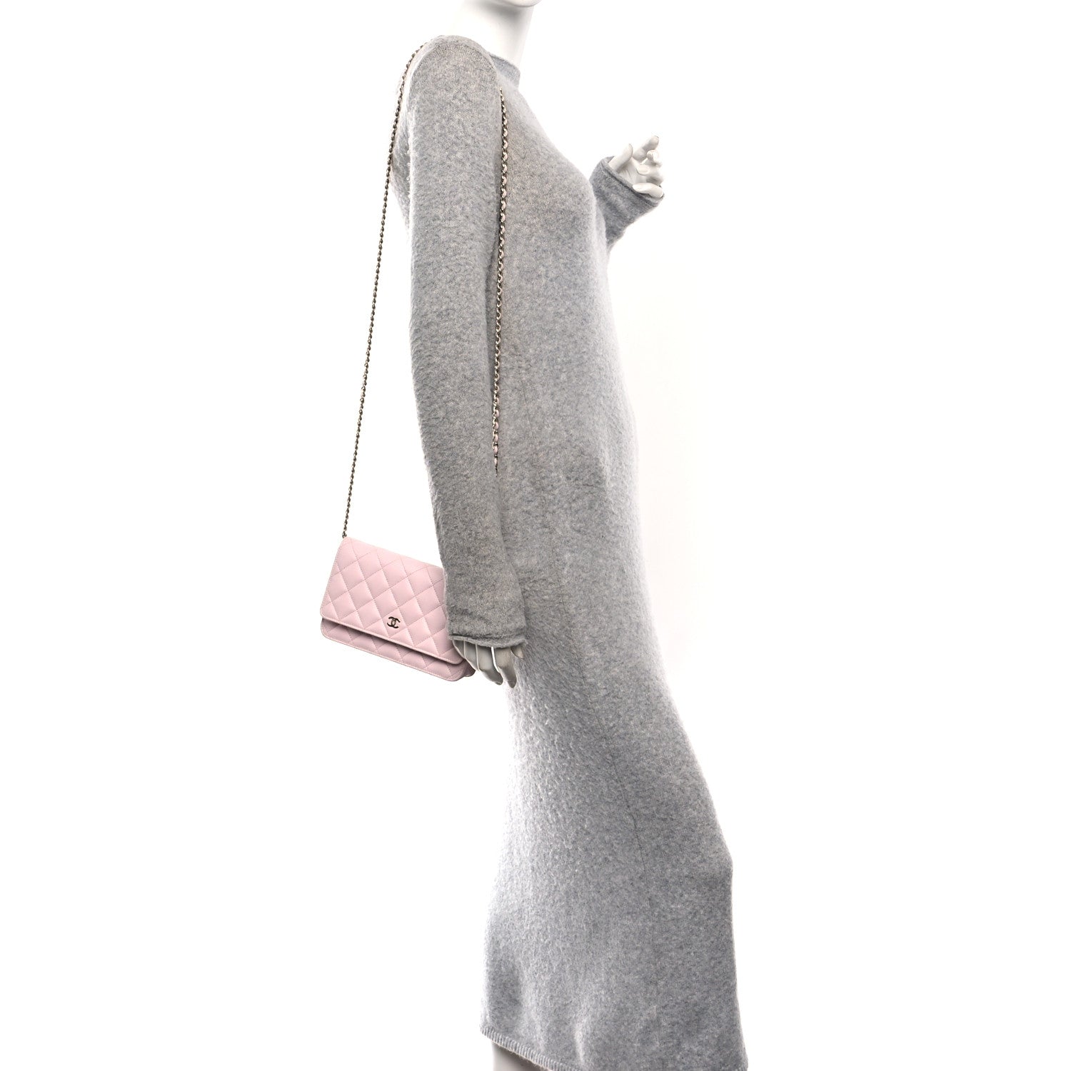 Chanel Caviar Quilted Wallet on Chain WOC Light Pink 2 of 11
