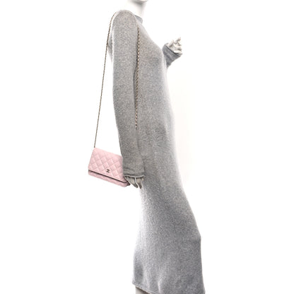 Chanel Caviar Quilted Wallet on Chain WOC Light Pink 2 of 11