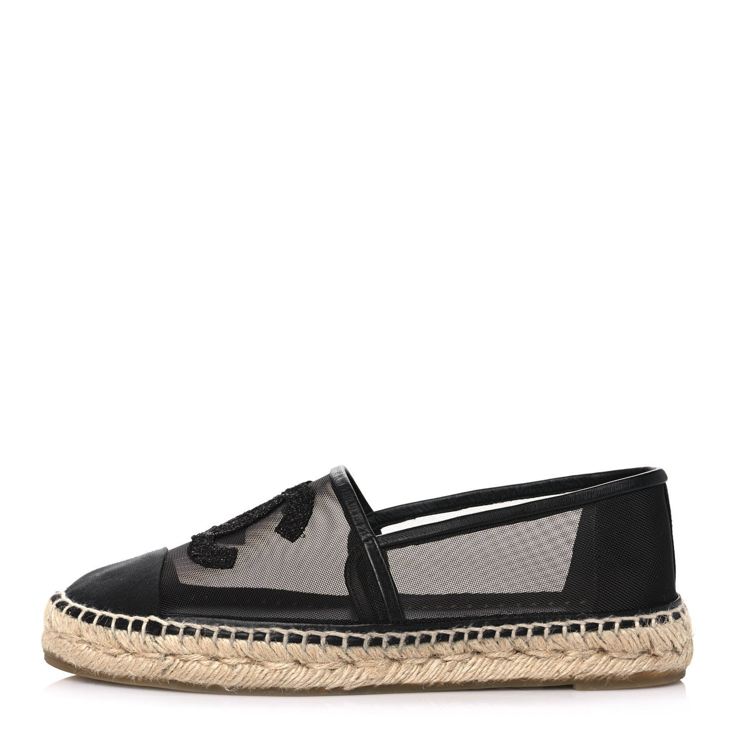 Mesh Grosgrain CC Espadrilles 37 Black