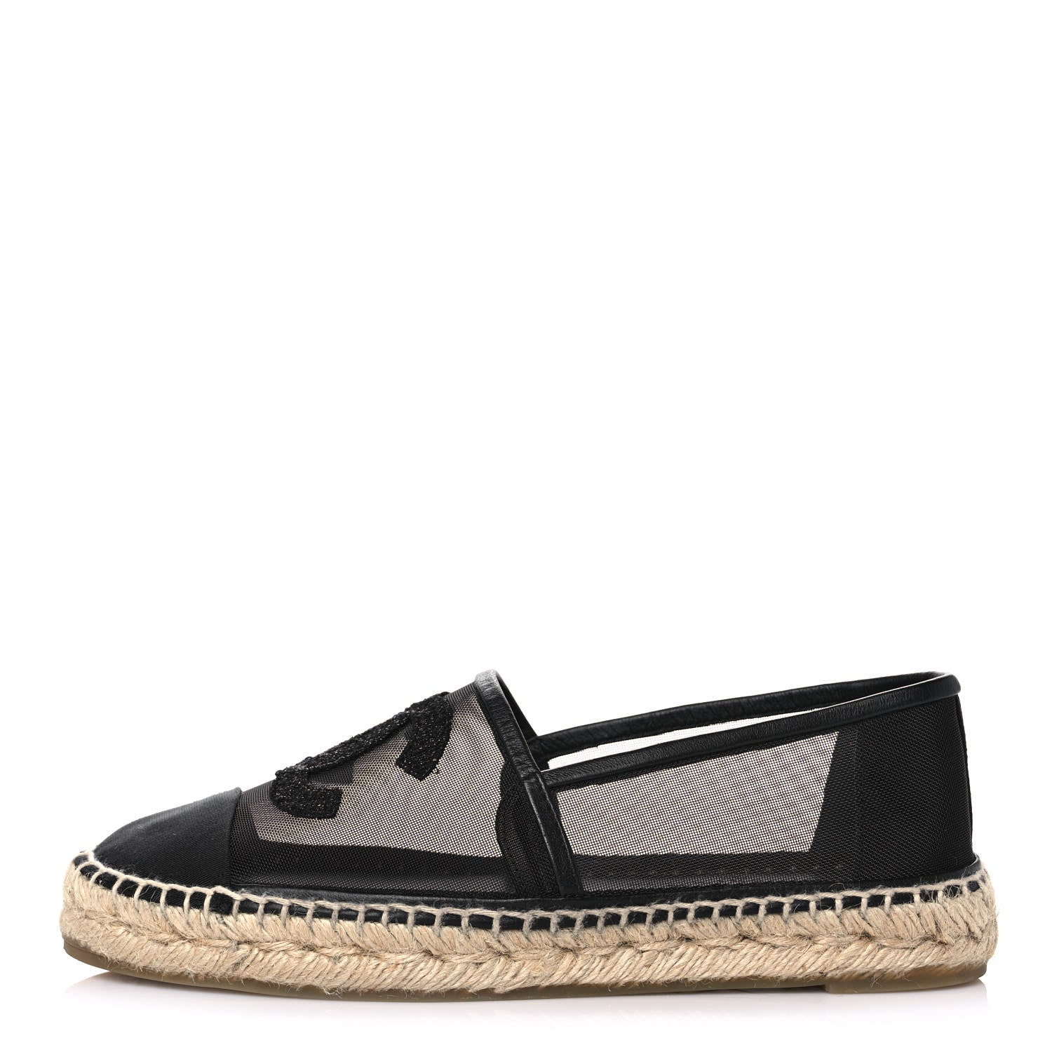Chanel Mesh Grosgrain CC Espadrilles 37 Black 1 of 9