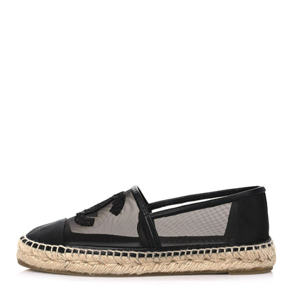 Chanel Mesh Grosgrain CC Espadrilles 37 Black 1 of 9