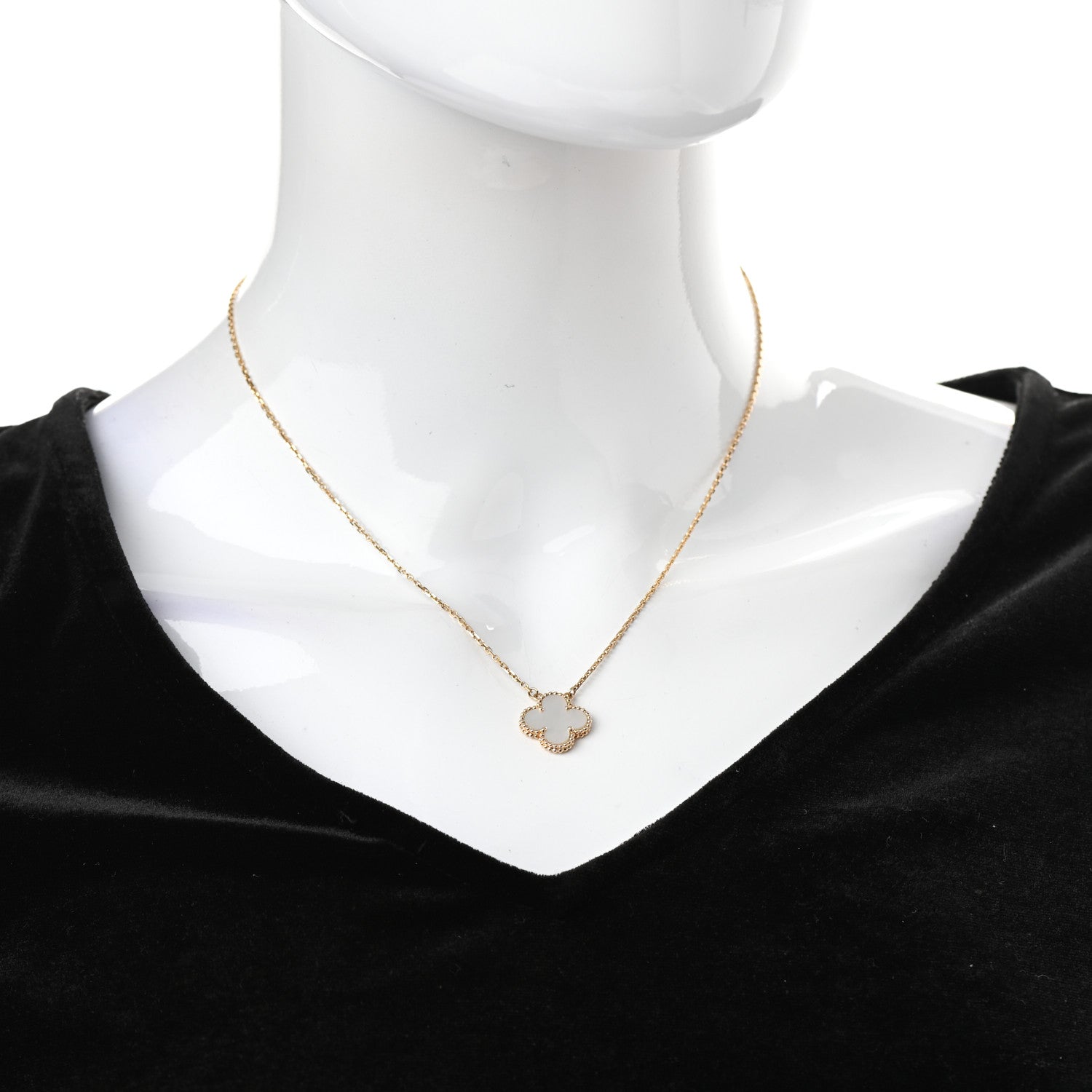 Van Cleef & Arpels 18K Yellow Gold Mother of Pearl Vintage Alhambra Pendant Necklace 2 of 6