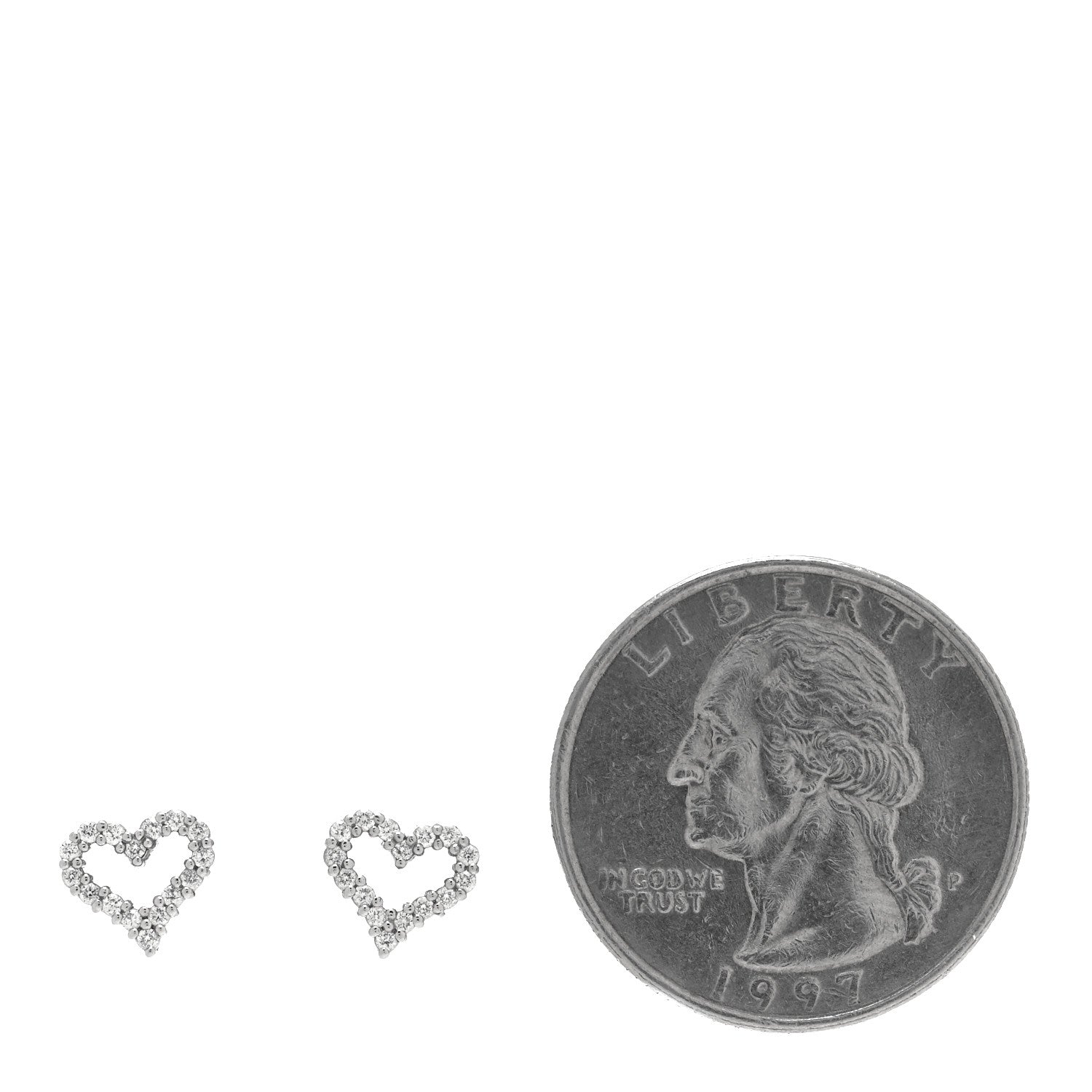 Tiffany Platinum Diamond Extra Mini Heart Earrings 2 of 4