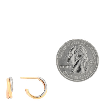 Cartier 18K Pink Yellow White Gold Small Trinity Hoop Earrings 2 of 5