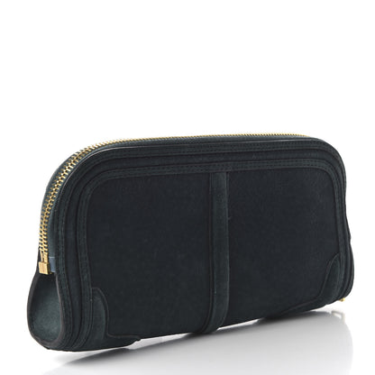 Burberry Prorsum Grainy Nubuck Alma Owl Clutch Indigo Green 3 of 10