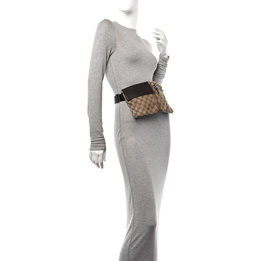 GG Monogram Double Pocket Belt Bag Dark Brown