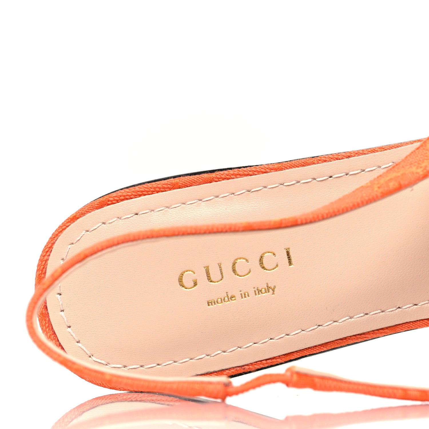 Gucci New Canvas GG Monogram Nappa Charlotte Horsebit Womens Slingback Ballet Flat 37.5 Orange 8 of 10