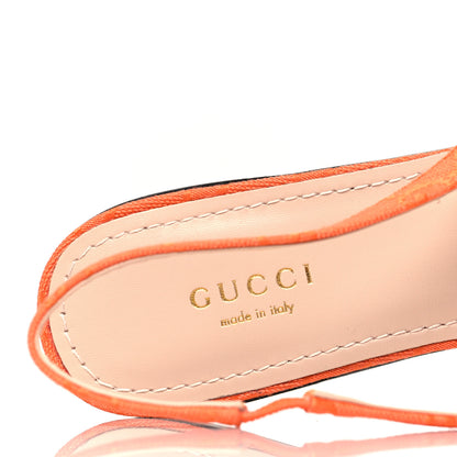 Gucci New Canvas GG Monogram Nappa Charlotte Horsebit Womens Slingback Ballet Flat 37.5 Orange 8 of 10