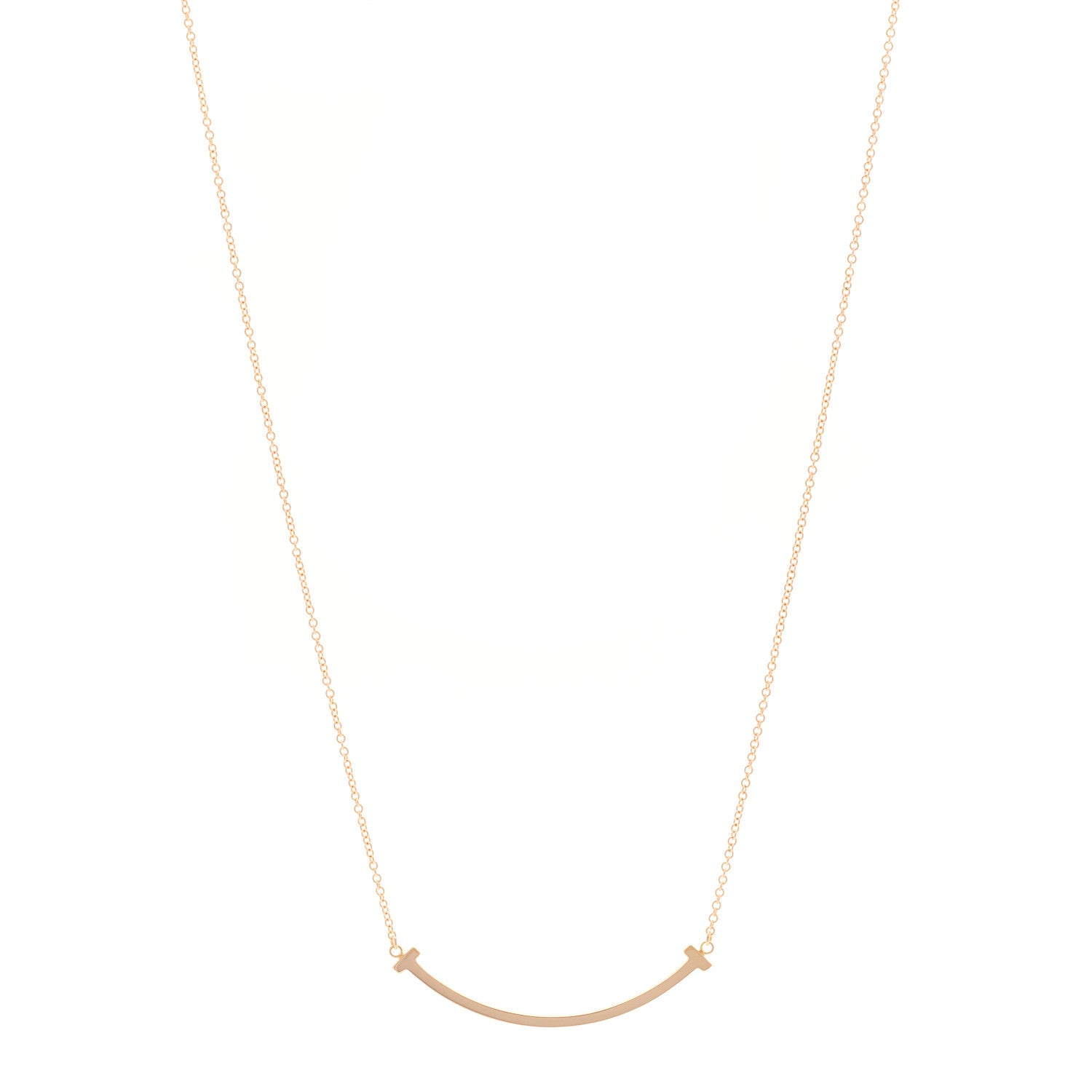 Tiffany 18K Rose Gold Small T Smile Pendant Necklace 1 of 4